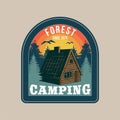 Vintage badge with Wooden forest house